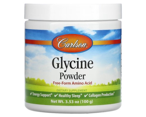 Амінокислота Carlson Гліцин у порошку, вільна форма амінокислоти, Glycine Powd (CAR-06835)