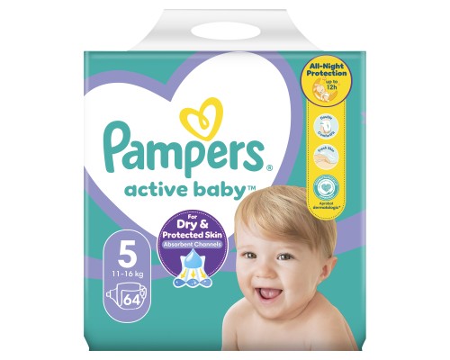 Підгузки Pampers Active Baby Junior Размер 5 (11-16 кг) 64 шт (8001090949974)