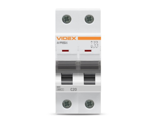 Автоматичний вимикач Videx RS6 RESIST 2п 20А 6кА С (VF-RS6-AV2C20)