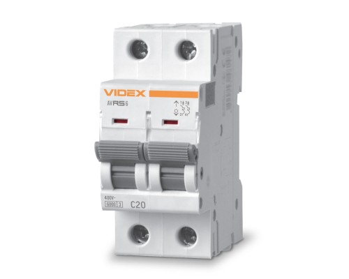 Автоматичний вимикач Videx RS6 RESIST 2п 20А 6кА С (VF-RS6-AV2C20)