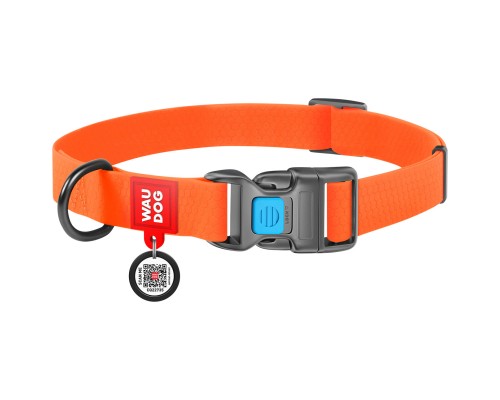 Нашийник для тварин WAUDOG Waterproof з QR паспортом Ш 15 мм Д 25-35 см помаранчевий (27394)