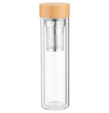 Термос Ardesto 450 мл боросилікатне скло бамбукова кришка (AR1345BB)