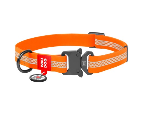 Нашийник для тварин WAUDOG Waterproof металева пряжка-фастекс M Ш 20 мм Д 28-40 см помаранчевий (26114)
