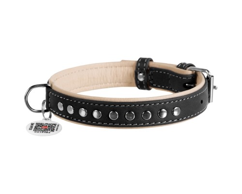 Нашийник для тварин WAUDOG Soft з QR паспортом, металеві прикраси M Ш 25 мм Д 38-49 см (7206)