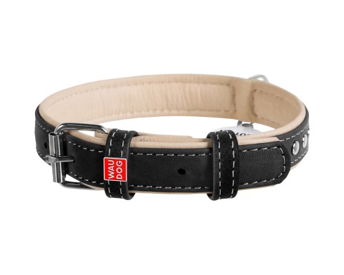 Нашийник для тварин WAUDOG Soft з QR паспортом, металеві прикраси M Ш 25 мм Д 38-49 см (7206)