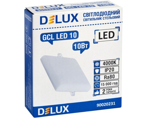 Світильник Delux GCL LED 10 4000К 10Вт 230В SQUARE (90020231)