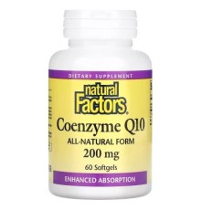 Антиоксидант Natural Factors Коензим Q10, 200 мг, Coenzyme Q10, 60 гелевих капсул (NFS-20722)