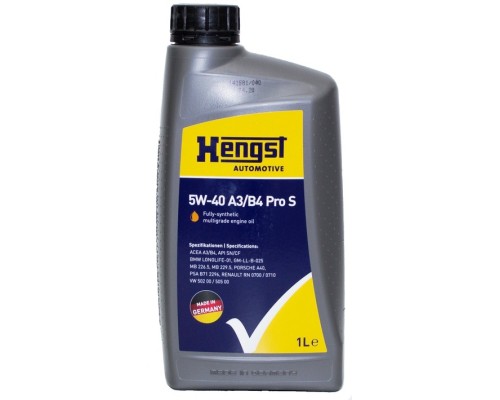 Моторна олива HENGST 5W-40 A3/B4 Pro S, 1л (541800000)