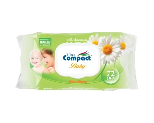 Дитячі вологі серветки Ultra Compact Ромашка з клапаном 2 пачки по 72 шт. (2000064264507) Дитячі вологі серветки Ultra Compact Ромашка з клапаном 2 пачки по 72 шт. (2000064264507)