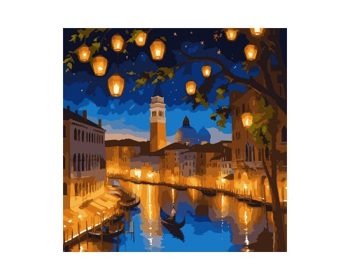 Картина по номерам Santi Нічна Венеція, 40*40см, LED підсвітка (955069)