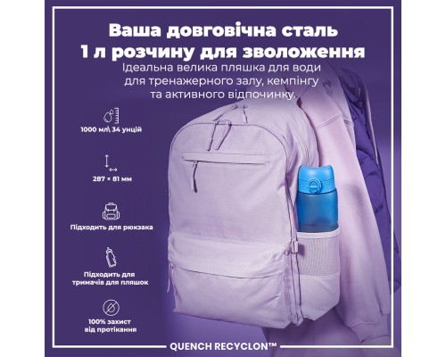 Пляшка для води ION8 OneTouch Times To Drink 1000 мл BPA Free, Blue & Pink (I8RF1000PBPMOT)