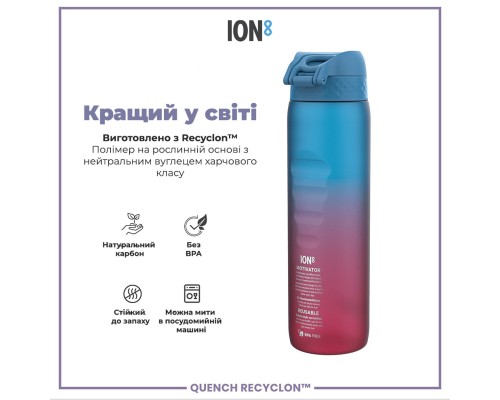 Пляшка для води ION8 OneTouch Times To Drink 1000 мл BPA Free, Blue & Pink (I8RF1000PBPMOT)