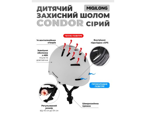 Шолом Miqilong Condor сірий (CONDOR-M-GRAY)