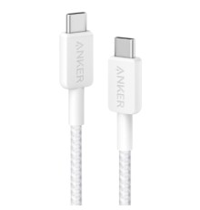Дата кабель USB-C to USB-C 0.9m nylon 322 white Anker (A81F5H21/A81F5G21)