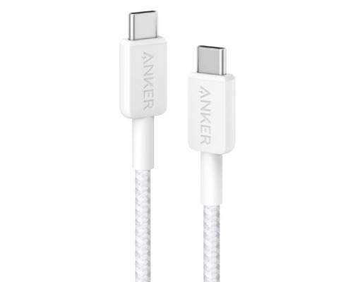 Дата кабель USB-C to USB-C 0.9m nylon 322 white Anker (A81F5H21/A81F5G21)