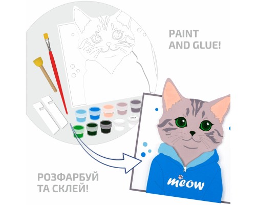 Картина по номерам Rosa Talent 3D Meow МДФ ґрунтоване, 18х20 см (4823098543572)