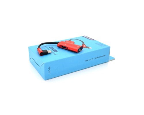 Перехідник USB-C 4-in-1 Audio Adapter USB-C + 3.5mm red iKAKU (KSC-377-TC-R)