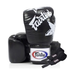 Боксерські рукавички Fairtex BGV1 Nation Print Black 16 унцій (бинти комплекті) (BGV1_Print_16oz_Black)