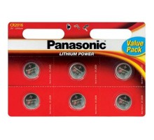 Батарейка Panasonic CR 2016 * 6 LITHIUM (CR-2016EL/6B) 