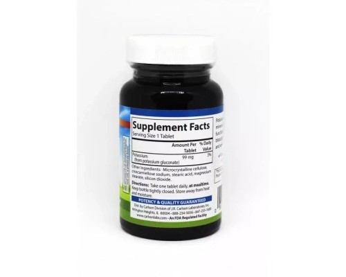Мінерали Carlson Калій, Potassium, 100 таблеток (CL5231)
