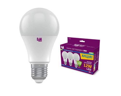 Лампочка ELM B60 12W PA10 E27 4000K 3шт. (18-0152)