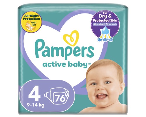 Підгузки Pampers Active Baby Maxi Розмір 4 (9-14 кг) 76 шт (8001090949615)