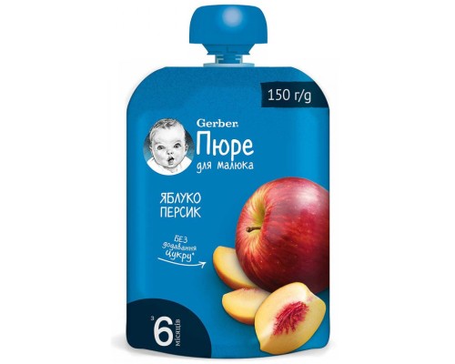 Дитяче пюре Gerber яблуко-персик 150 г (8595139797218)