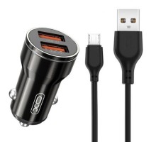 Зарядний пристрій XO CC48 Smart Metal 2USB + cable MicroUSB (XO-CC48m-BK)