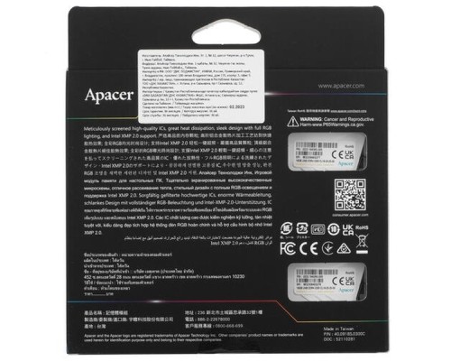 Модуль пам'яті для комп'ютера DDR4 32GB (2x16GB) 3600 MHz NOX RGB White Apacer (AH4U32G36C25YNWAA-2)