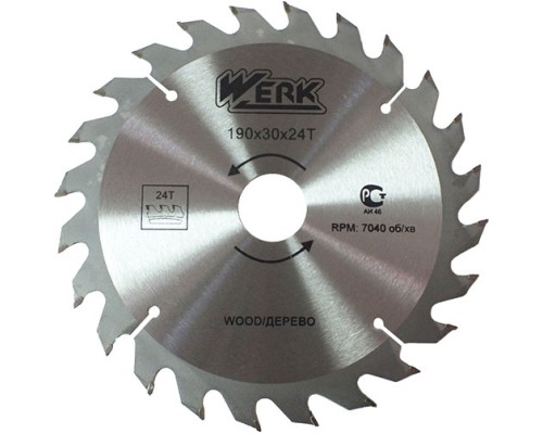 Диск пильний Werk по дереву - 190х30 24 зуб. (36106)