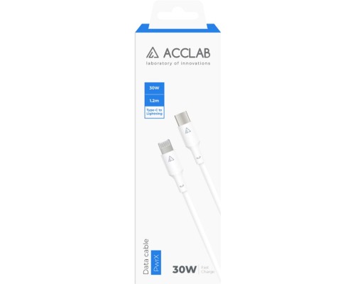 Дата кабель USB-C to Lightning 1.2m PwrX 30W ACCLAB (1283126559556)