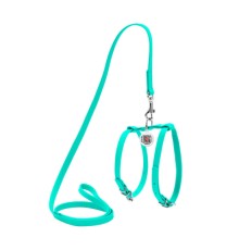 Шлея для собак WAUDOG Glamour з повідцем шкіряна Ш 9 мм А 20-30 см В 30-40 см ментолова (339913)