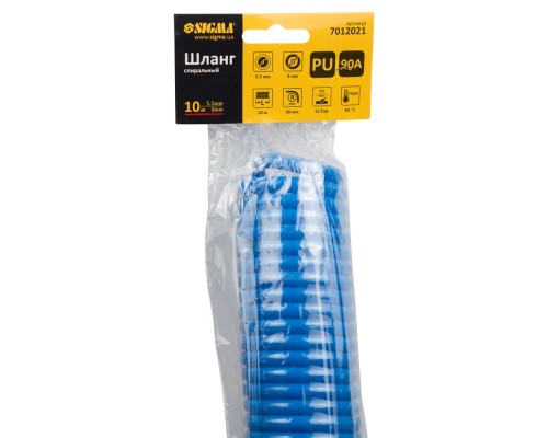 Пневматичний шланг Sigma спіральний поліуретановий (PU) 10м 5.5x8мм (7012021)