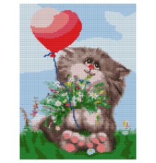 Картина по номерам Santi Котик з кулькою 30*40 см алмазна мозаїка (954714)