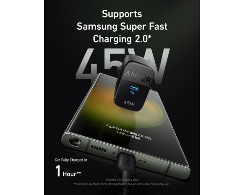 Зарядний пристрій Anker PowerPort 313 - 45W PD + PPS USB-C Black (A2643G11)