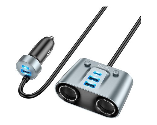 Зарядний пристрій HOCO Z51 Establisher 2xUSB, USB Type-C Metal Gray (6942007600439)