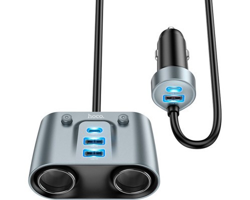 Зарядний пристрій HOCO Z51 Establisher 2xUSB, USB Type-C Metal Gray (6942007600439)