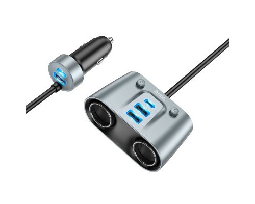 Зарядний пристрій HOCO Z51 Establisher 2xUSB, USB Type-C Metal Gray (6942007600439)