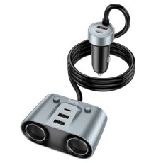 Зарядний пристрій HOCO Z51 Establisher 2xUSB, USB Type-C Metal Gray (6942007600439)