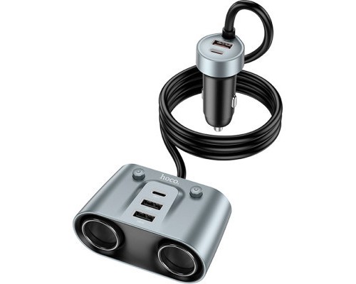 Зарядний пристрій HOCO Z51 Establisher 2xUSB, USB Type-C Metal Gray (6942007600439)