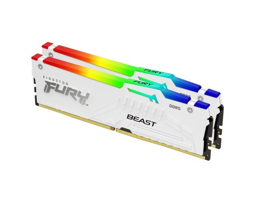 Модуль пам'яті для комп'ютера DDR5 32GB (2x16GB) 6000 MHz Beast White RGB EXPO Kingston Fury (ex.HyperX) (KF560C30BWEAK2-32)