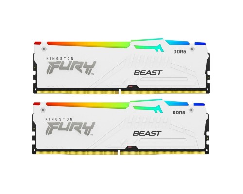 Модуль пам'яті для комп'ютера DDR5 32GB (2x16GB) 6000 MHz Beast White RGB EXPO Kingston Fury (ex.HyperX) (KF560C30BWEAK2-32)