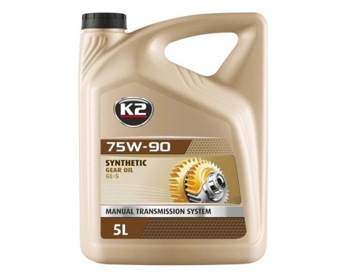 Трансмісійна олива K2 Synthetic Gear Oil GL-5 75W-90 5 л (O5565E)