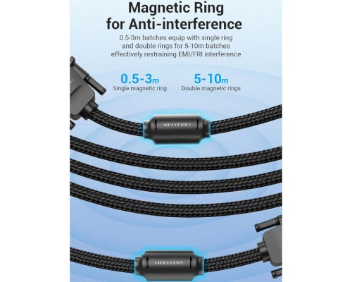 Кабель мультимедійний DVI to DVI 24+1pin 5.0m 2K 60Hz ferrite Vention (EAEBJ)