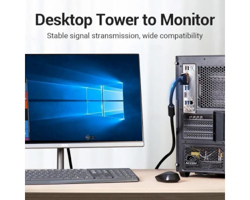 Кабель мультимедійний DVI to DVI 24+1pin 5.0m 2K 60Hz ferrite Vention (EAEBJ)