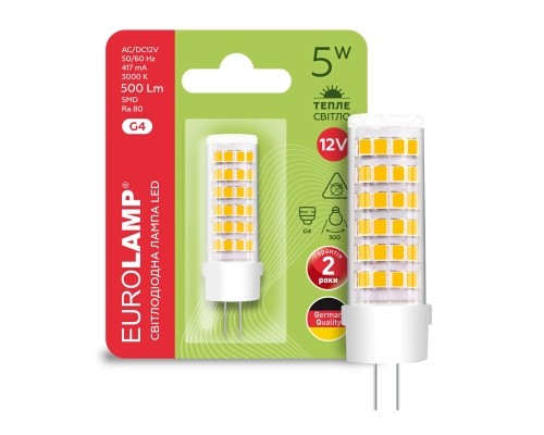 Лампочка Eurolamp Светодиодная капсульная лампа EUROLAMP LED силикон G4 5W 500Lm 300 (LED-G4-0530(12))