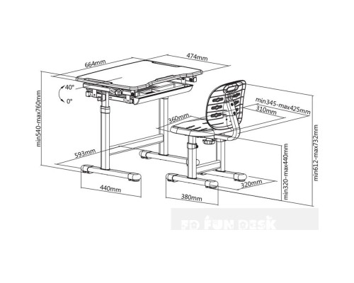 Парта зі стільцем FunDesk Piccolino III Blue-w