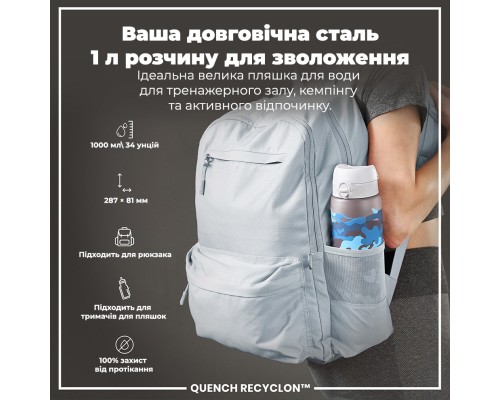 Пляшка для води ION8 OneTouch Times To Drink 1000 мл BPA Free, Camo (I8RF1000PICAMO)