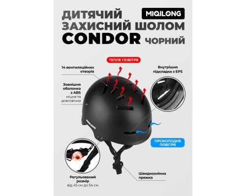 Шолом Miqilong Condor чорний (CONDOR-M-BLACK)
