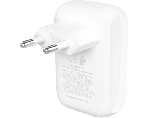 Зарядний пристрій Belkin 42W USB-C PD PPS 30W USB-A 12W white (WCB009VFWH)